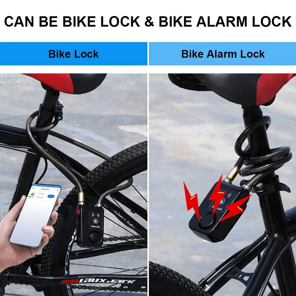 Bluetooth Smart Bike Lock Waterproof Anti Theft Password Lock Stainless Steel Chain Security Alarm for Bicycle Cycling