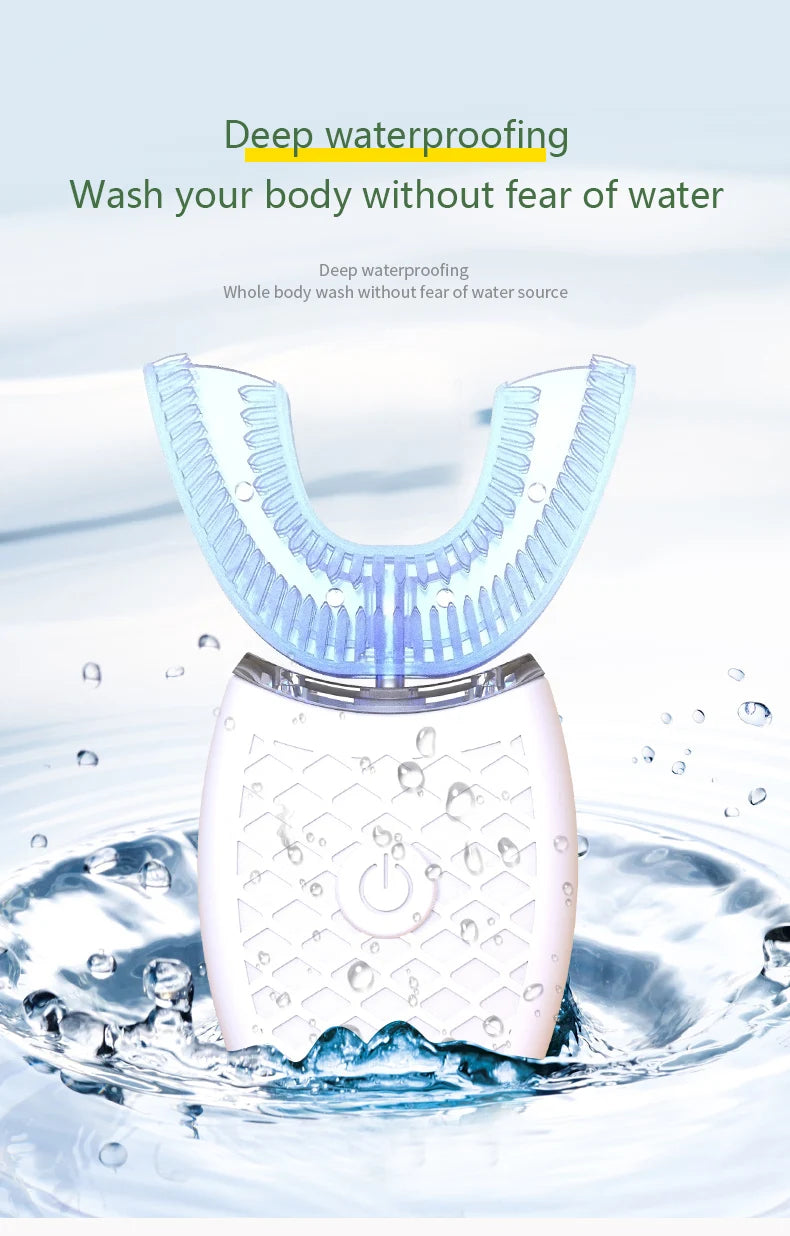 Intelligent U-Type Toothbrush 360 Degrees Sonic Electric Automatic with USB Charge Waterproof Silicon Head for Oral Care