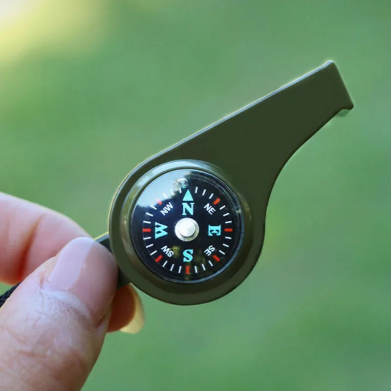 3-in-1 emergency survival whistle, compass, thermometer, referee cheerleading whistle, sports supplies