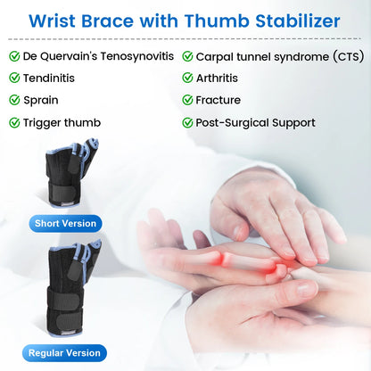 VELPEAU Wrist Splint with Thumb Stabilizer for Tendonitis, De Quervain's Tenosynovitis and Arthritis Pain, Wrist Joint Brace