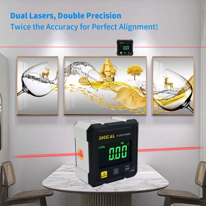 SHANHR Digital Angle Finder with Electronic Laser 4-Side Strong Magnetic Angle Gauge Woodworking Measuring Tool