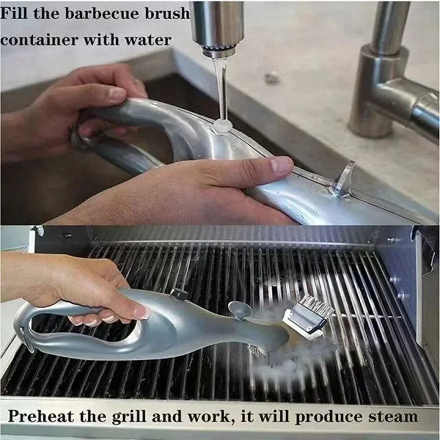 Barbecue Grill Steam Cleaning Brushes BBQ Water Spray Cleaner Brush Grill Accessories Cooking Kitchen Tool Outdoor Grill Brush
