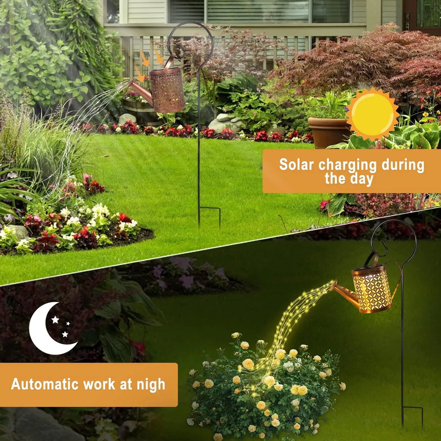 1pc Solar Watering Can with Lights,Solar Lanterns Outdoor Hanging Waterproof Garden Decor,Solar Garden Lights Yard Decorations