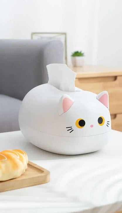 Kawaii Cat Tissue Box Livingroom Napkin Storage Box Kitchen Paper Container Desktop Toilet Paper Holder for Bathroom Dormitory