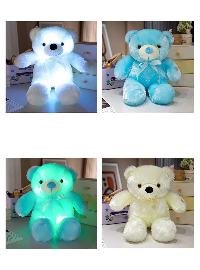 Colorful Glowing Bear Plush Toy Luminous Creative Light Up LED Teddy Bear Xmas Gift Kids Birthday Gift