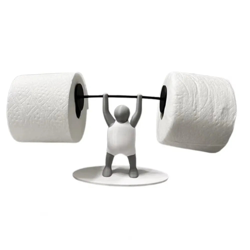 Funny Weightlifter Toilet Roll Holder Space Saving Plastic 3D Printed Toilet Paper Rack Fitness Themed