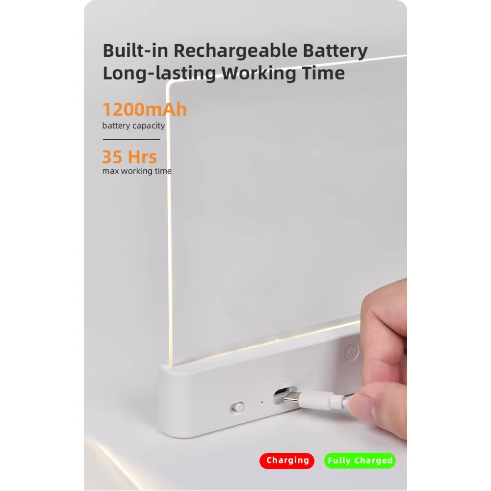 Smart LED Flat Panel Book Light Rechargeable Eye Protection Night Reading Reading Lamp For Students Indoor Use 2In1 Night Light