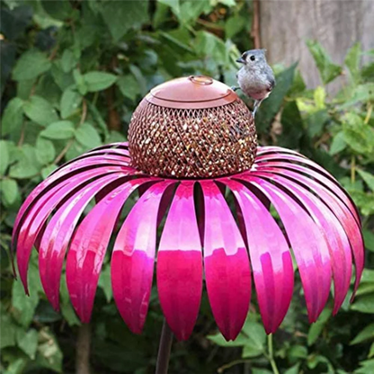 【Hot Cake】Red Bird Feeder Bottle With Stand Outdoor Garden Flower Shaped Bird Feeder Easy To Use