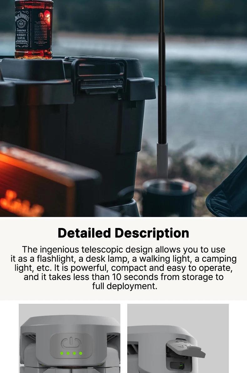 Rechargeable Outdoor Portable Hiking Camping Fishing Flashlight Telescoping Camping Lantern Telescopic Camping Light
