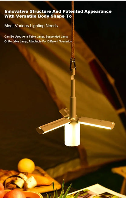 Folding Outdoor Camping Lamp Rechargeable Emergency Lamp High Capacity Lighting Torch Portable Tent Hanging Light Lantern