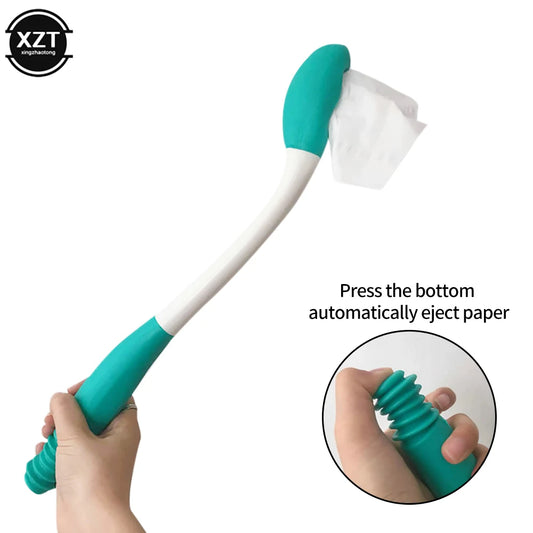 NEW Toilet Aid Comfort Bottom Wiper with Extended Handle Retractable Long Handle Reach Press Bend-free Paper Scrub Self Wipe Aid