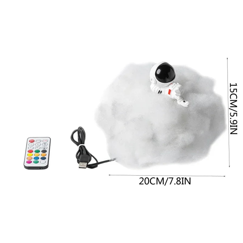 Children's Gift Resin Astronaut Ornaments Night Light Dream Catcher White Cloud Lamp USB Remote Control Bedside Table Lamp