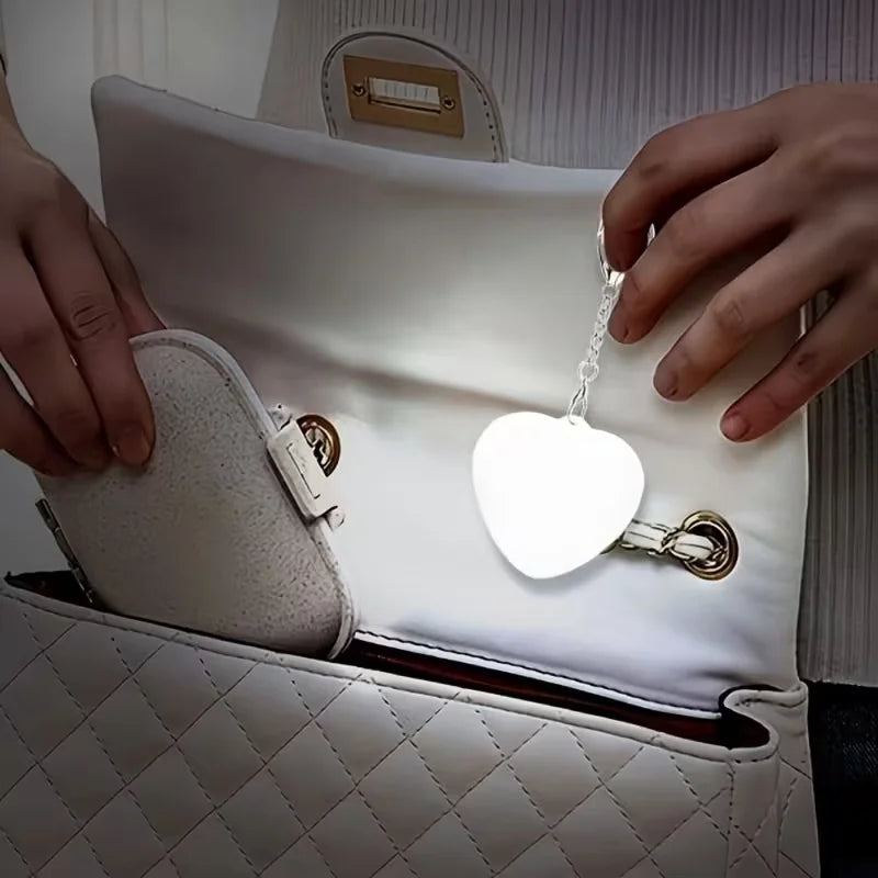 Glow Heart Light Rechargeable Purse Light Touch-Sensitive Heart Cloud Shaped LED Bag Lamp Women USB Charging Compact Wallet Ligh
