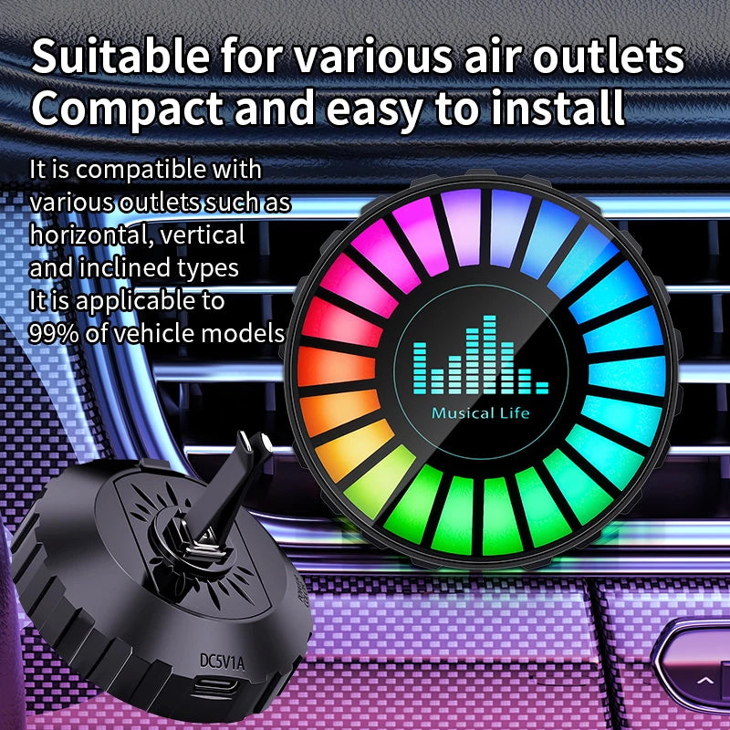 1x Car Music Rhythm Lamp with Fragrance Air Outlet Aromatherapy Air freshener perfume Voice App Control Rhythm Diffuser  RGB