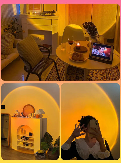 USB Sunset Lamp Sunset Projector Mood Light Living Room Bedroom Night Light Indoor Decor Bar Atmosphere Photography Background