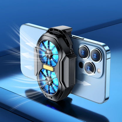 Dual Fan Mobile Phone Cooler Plug-in/Rechargeable Phone Cooler Air Cooling Type-C with Blue Light for Android Smartphones iPhone