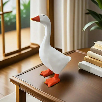 Figurines Goose Key Holder, Resin Goose Statue with Base for Key Hanger,Funny Keychain Hanging Rack for Home Office Table Decor