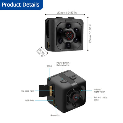 32GB Mini Camera, small Camera 1080P, Nanny Cam Full HD with Night Vision Motion Activation for Indoor Outdoor Covert Security