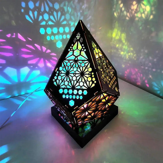 Usb Bohemian Led Projection Table Lamp Light Projector Colorful Desk Night Vintage Decoration Floor Decorative 3D Pattern Modern