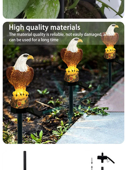 Solar Resin Eagle Lawn Lamp, Outdoor LED Ground Lamp, Patio Decorative Lamp, Garden Lawn Decorative Lamps