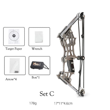 1set Mini Bow and Arrow Miniature Compound Bow Recurve Bow Stainless Steel Soldier Small Bow Archery Decompression Toys Gifts