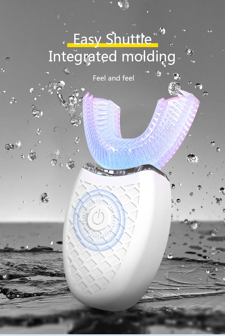 Intelligent U-Type Toothbrush 360 Degrees Sonic Electric Automatic with USB Charge Waterproof Silicon Head for Oral Care