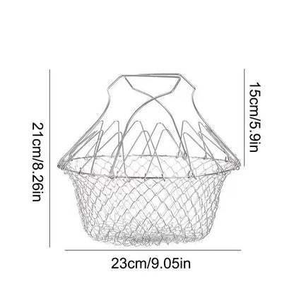 1PC/3PCS Stainless Steel Foldable Multifunctional Fryer Basket French Fry Strainer Kitchen Appliance Is Durable