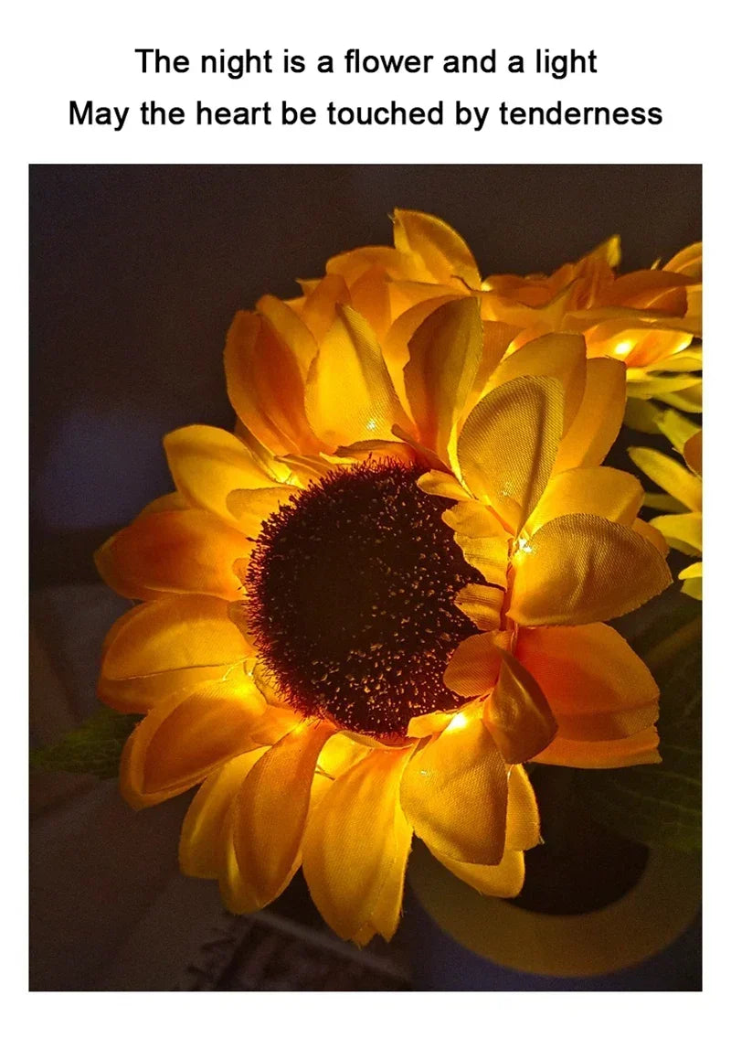 3 LED Night Light Rechargeable Sunflower Lights Interior Lighting Bedroom Bedside Desktop Decoration Table Lamp Night Lamps