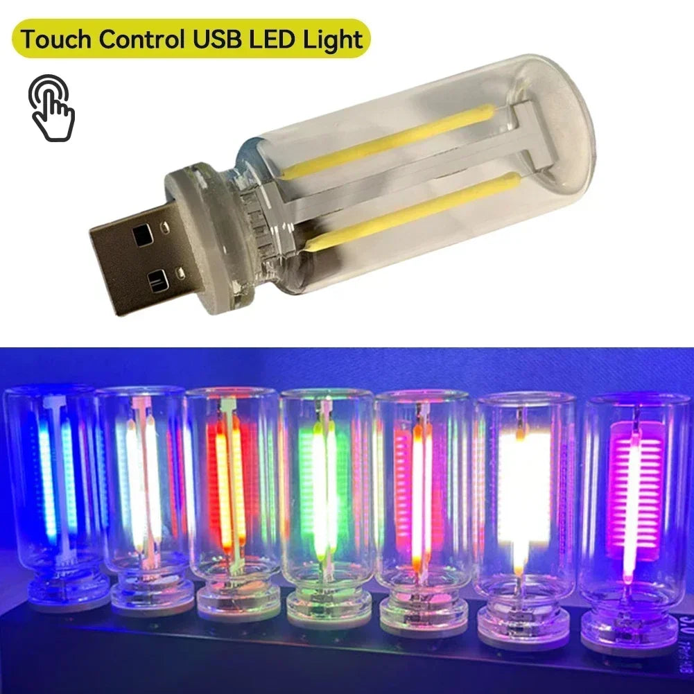 Retro LED Edison Bulb Night Light Camping Incandescent Decorative LED Lighting Retro USB LED Filament Touch Dimming Bulb 5V