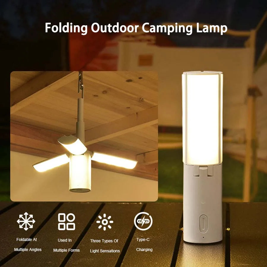 Folding Outdoor Camping Lamp Rechargeable Emergency Lamp High Capacity Lighting Torch Portable Tent Hanging Light Lantern