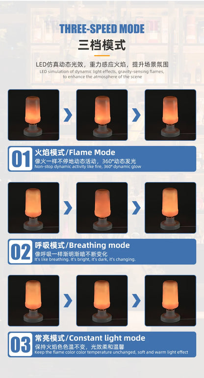E27 LED Dynamic flame effect light bulbs Multiple mode Creative corn lamp Decorative lightFor bar hotel restaurant party