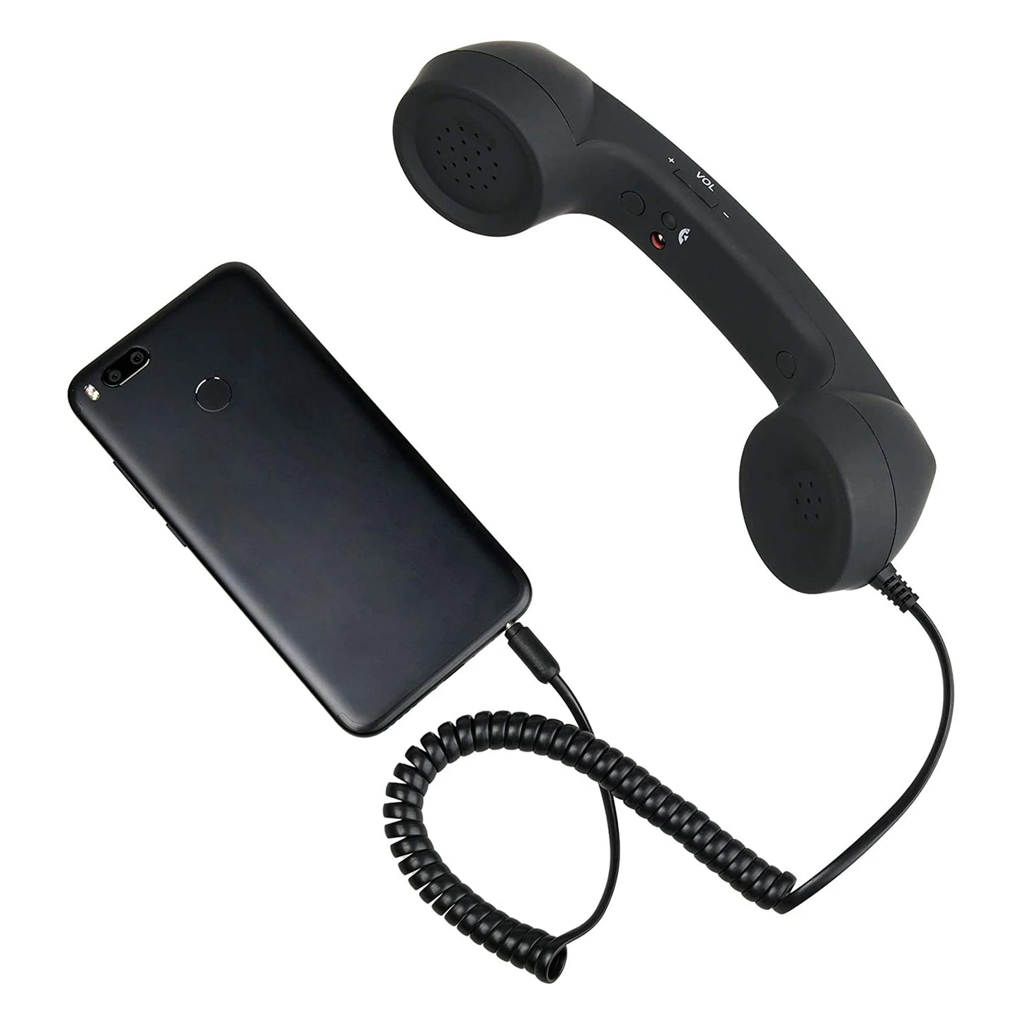 Vintage Retro Telephone Handset Cell Phone Receiver MIC Microphone for Cellphone Smartphone, 3.5 mm Socket (Black)