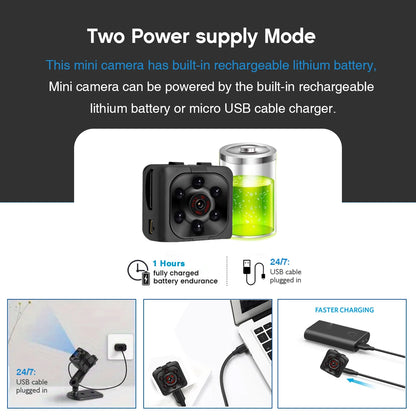 32GB Mini Camera, small Camera 1080P, Nanny Cam Full HD with Night Vision Motion Activation for Indoor Outdoor Covert Security