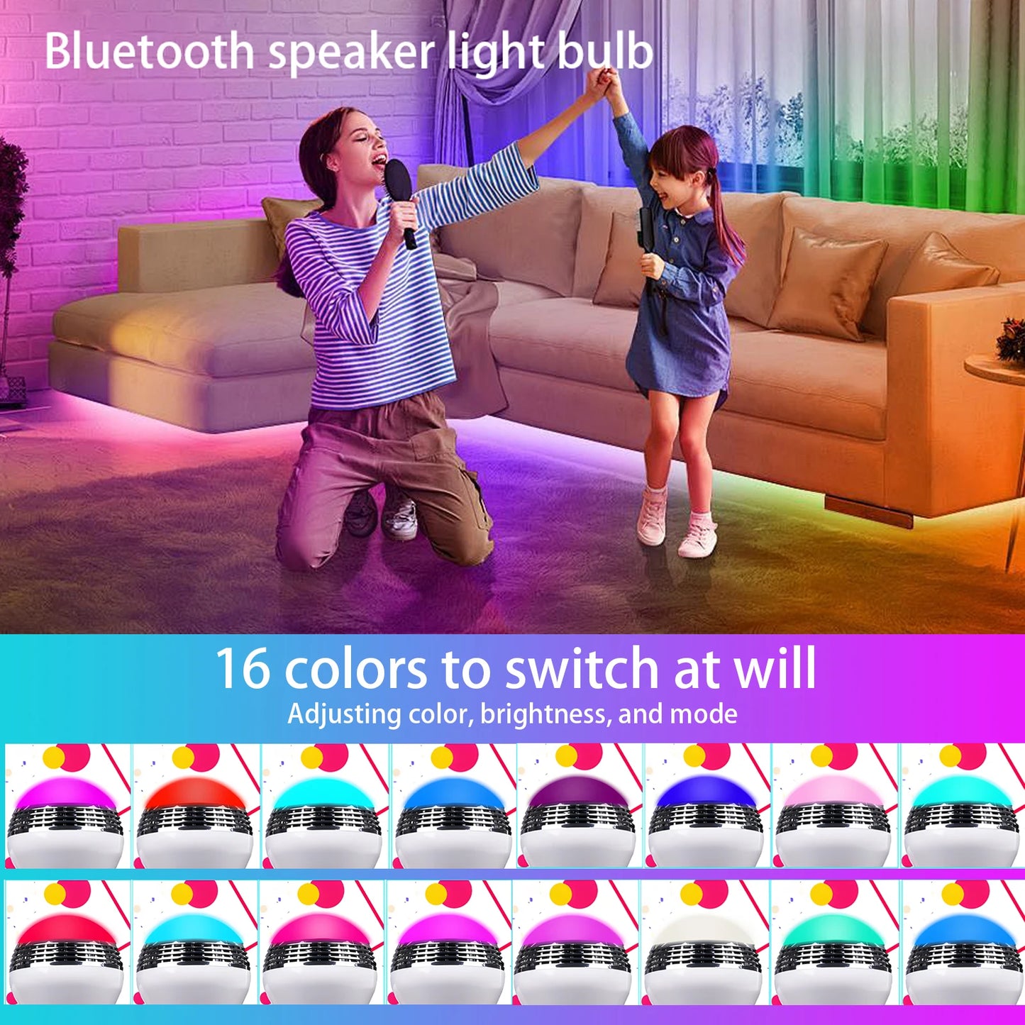 Bluetooth speaker function LED light bulb, APP control, E27 is an ideal choice for home, party, bedroom, and indoor light bulbs