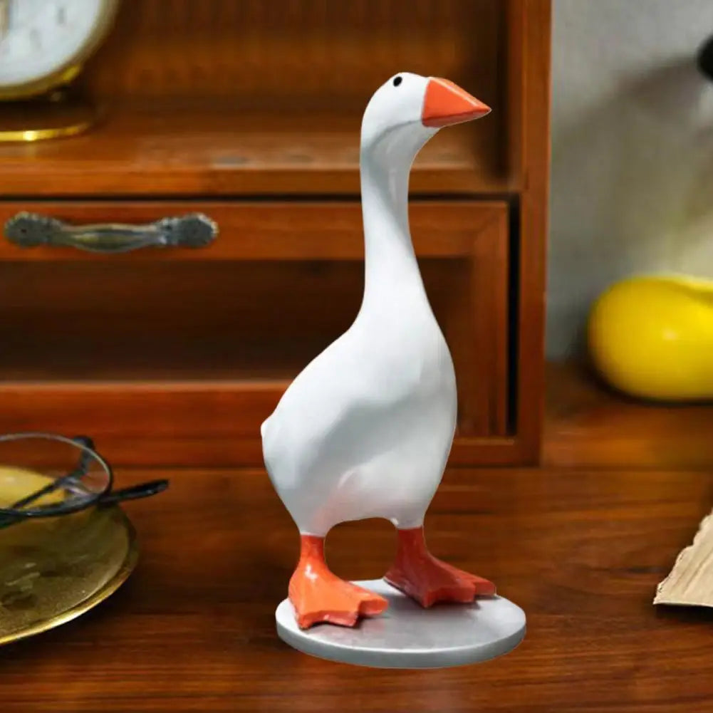 Figurines Goose Key Holder, Resin Goose Statue with Base for Key Hanger,Funny Keychain Hanging Rack for Home Office Table Decor