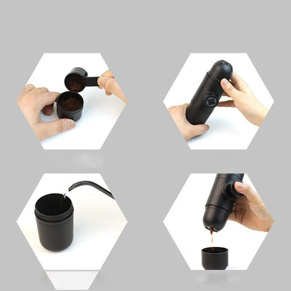 Manual pressurized coffee machine, small and portable handheld espresso machine for household, travel, and picnic use
