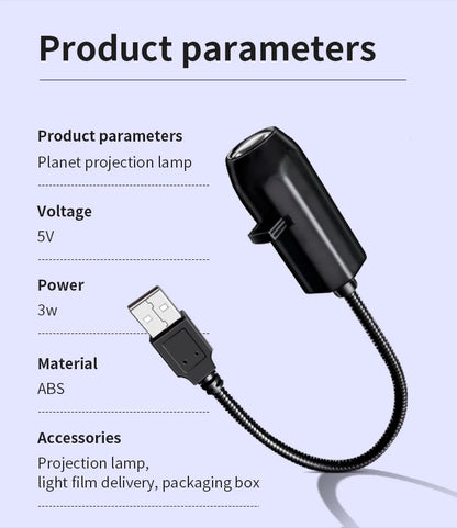 5V USB Projector Light Moon Earth Planet Night Light Switchable Pattern LED Projector Lamp for Room Ceiling Window Wall Decor