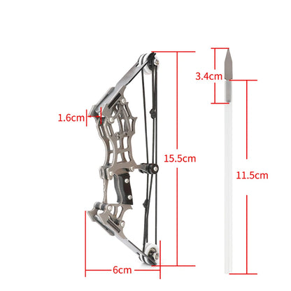 1set Mini Bow and Arrow Miniature Compound Bow Recurve Bow Stainless Steel Soldier Small Bow Archery Decompression Toys Gifts