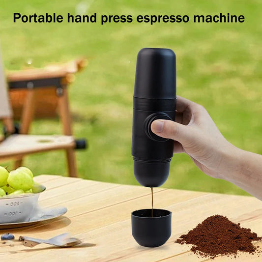 Manual pressurized coffee machine, small and portable handheld espresso machine for household, travel, and picnic use