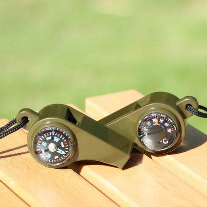 3-in-1 emergency survival whistle, compass, thermometer, referee cheerleading whistle, sports supplies