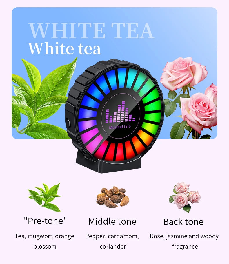 1x Car Music Rhythm Lamp with Fragrance Air Outlet Aromatherapy Air freshener perfume Voice App Control Rhythm Diffuser  RGB