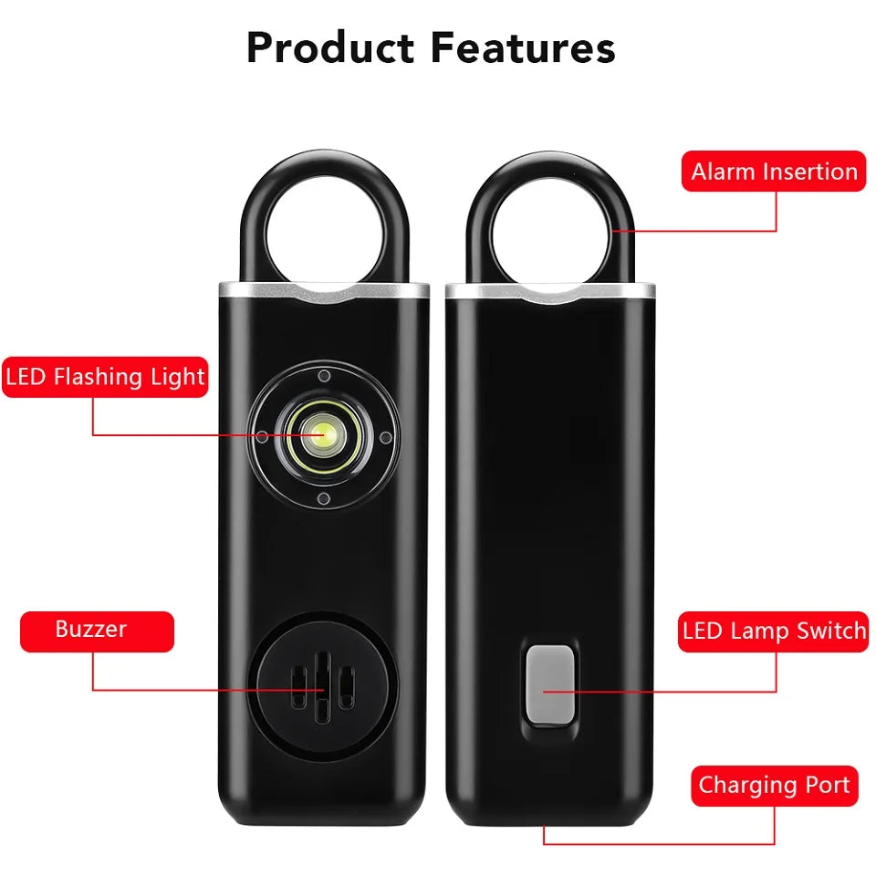 Hollarm Self Defense Personal Alarm for Women, Children, Elderly 130dB Siren Loud Rechargeable Keychain Alarm with LED Light