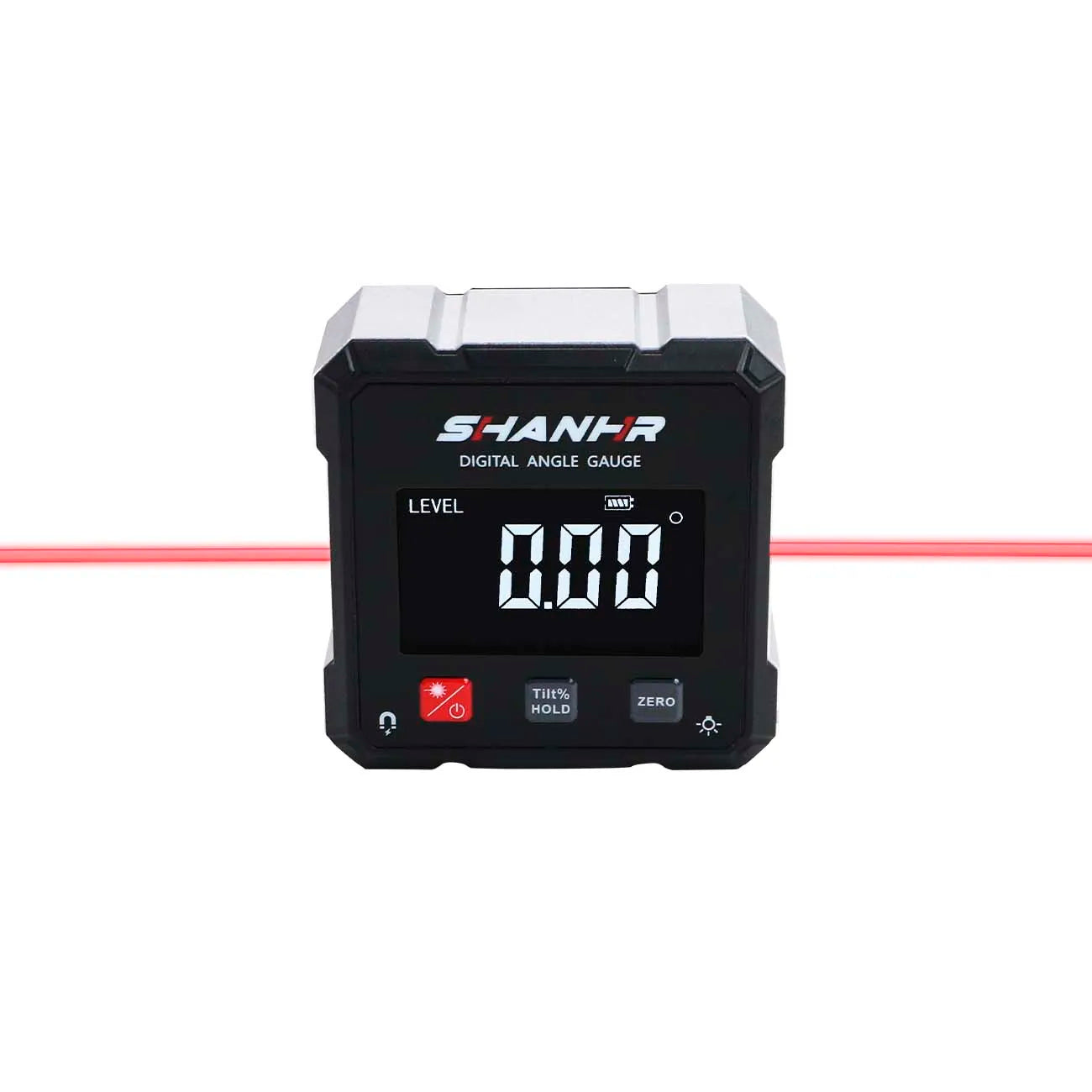 SHANHR Digital Angle Finder with Electronic Laser 4-Side Strong Magnetic Angle Gauge Woodworking Measuring Tool