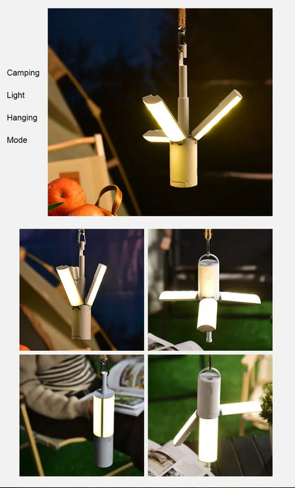 Folding Outdoor Camping Lamp Rechargeable Emergency Lamp High Capacity Lighting Torch Portable Tent Hanging Light Lantern