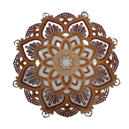 LED Mandala Lotus Lamp Night Light Wall Hanging Ornament Yoga Room Bedroom Home Decoration Accessories Wood Carving Art Statue