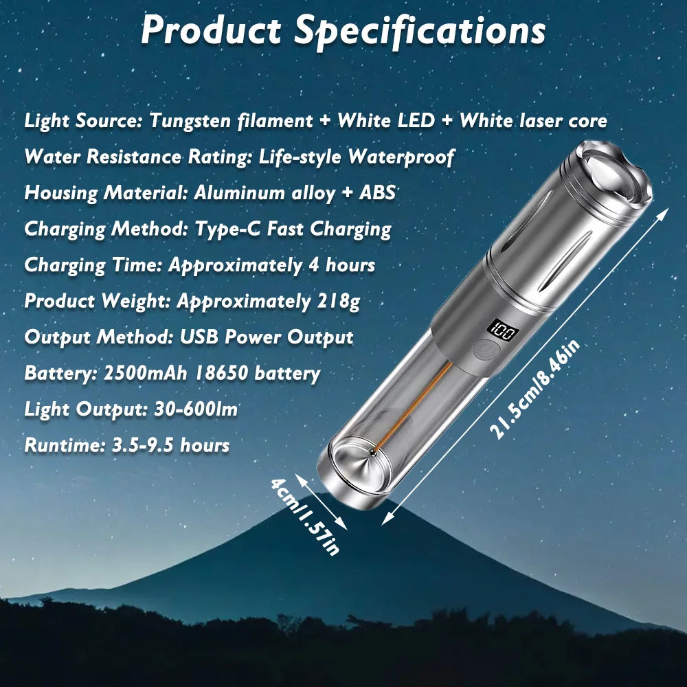 Rechargeable Outdoor Portable Hiking Camping Fishing Flashlight Telescoping Camping Lantern Telescopic Camping Light