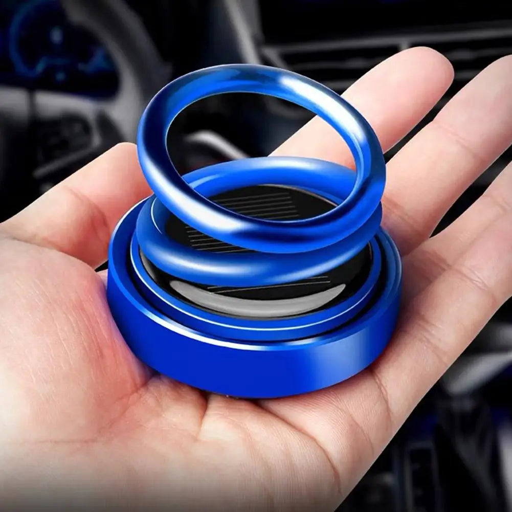 Solar Car Aromatherapy 360-degree Rotating Double Suspension Decoration Creative Car Interior Decoration Accessories