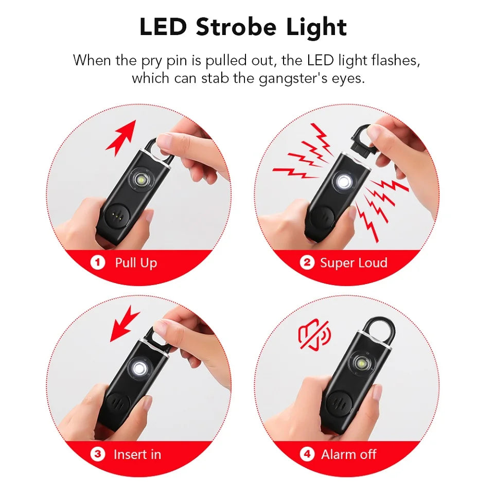 Hollarm Self Defense Personal Alarm for Women, Children, Elderly 130dB Siren Loud Rechargeable Keychain Alarm with LED Light