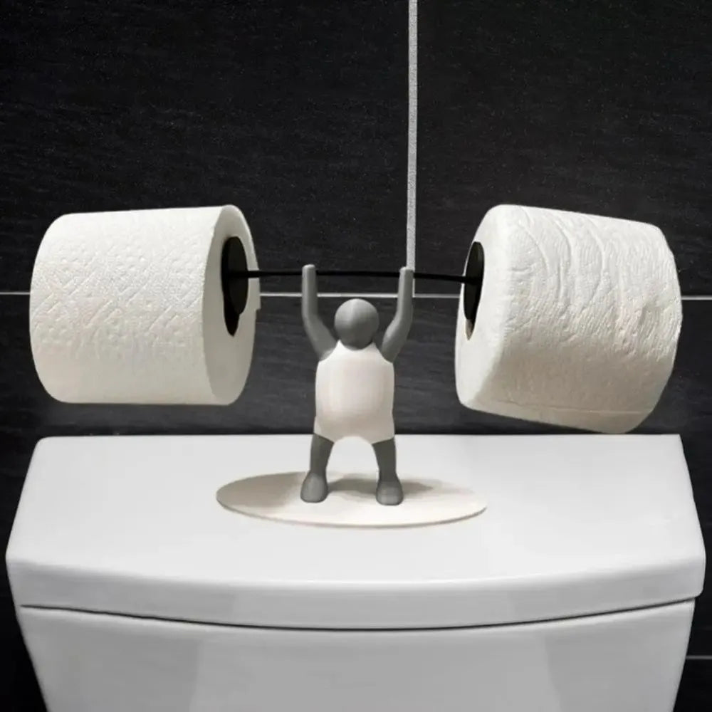 Funny Weightlifter Toilet Roll Holder Space Saving Plastic 3D Printed Toilet Paper Rack Fitness Themed