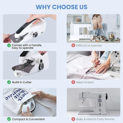 2025 New Mini Sewing Machine Handheld Mending Machine Plastic 2 Speed Single Thread Stitching Electric Sewing Small Gadget